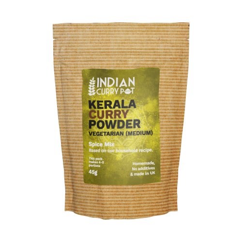 Pack of Kerala Curry Powder from Indian Curry Pot on a white background