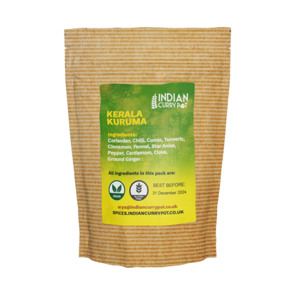 Spice package with green label on a white background