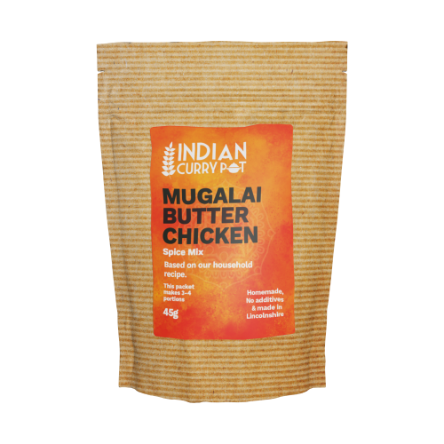 Spice mix package for Mugalai Butter Chicken by Indian Curry Pot on a white background