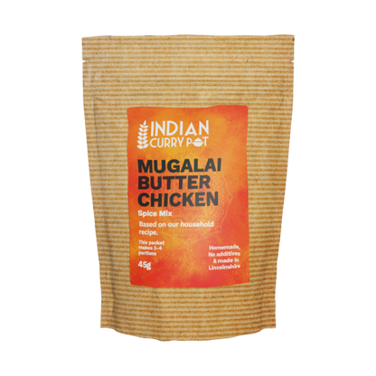 Spice mix package for Mugalai Butter Chicken by Indian Curry Pot on a white background